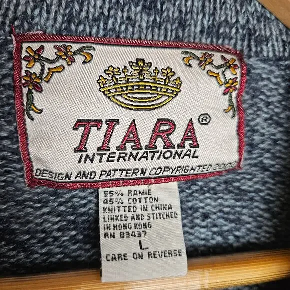 Tiara Navy Fair Isle Zip-Front Cardigan Sweater - Picture 5 of 11